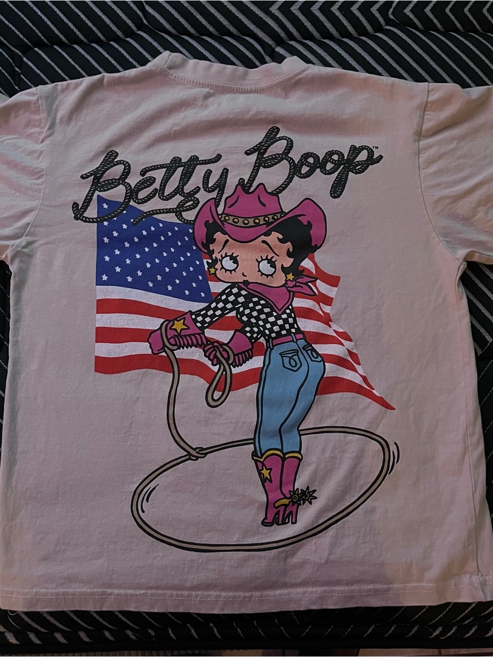 Betty Boop Pink Tee with Western Cowboy Graphic